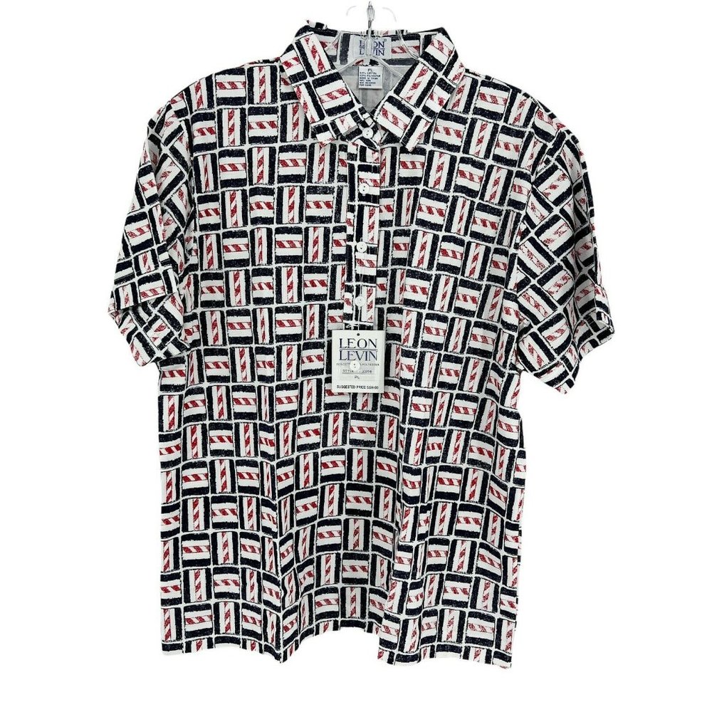 New Leon Levine Polo Shirt Women's PL Short Sleeve Blouse Candy Cane Str…